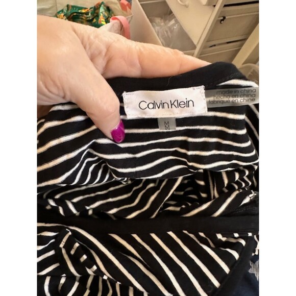 Calvin Klein Striped Patch Pocket Maxi Dress Black / White - Picture 6 of 6
